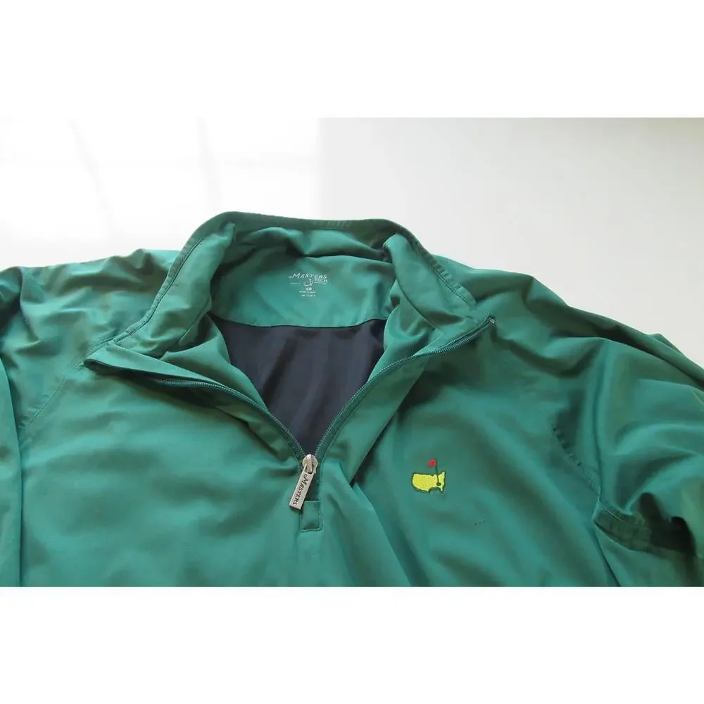 Masters Tech Men’s Green 1/4 Zip Long Sleeve Golf Pullover Jacket Pockets Logo L